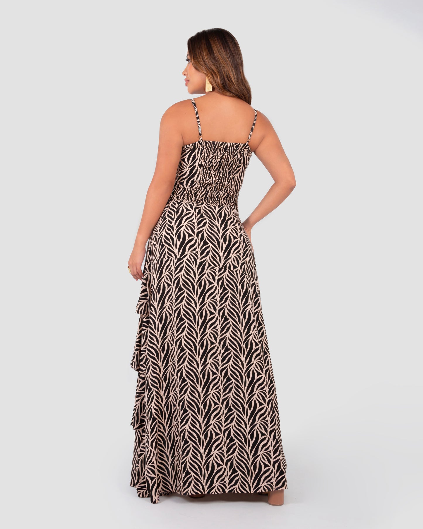 Vestido largo con abertura - Vestido largo con abertura en la pierna - Vestido con escote en V - Vestido de verano - Vestido de playa