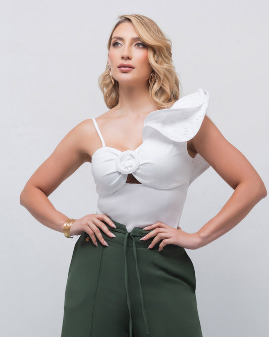  Blusa escote corazón - bolero doble en ojalillo - Blusa larga - Blusa formal - Outfits