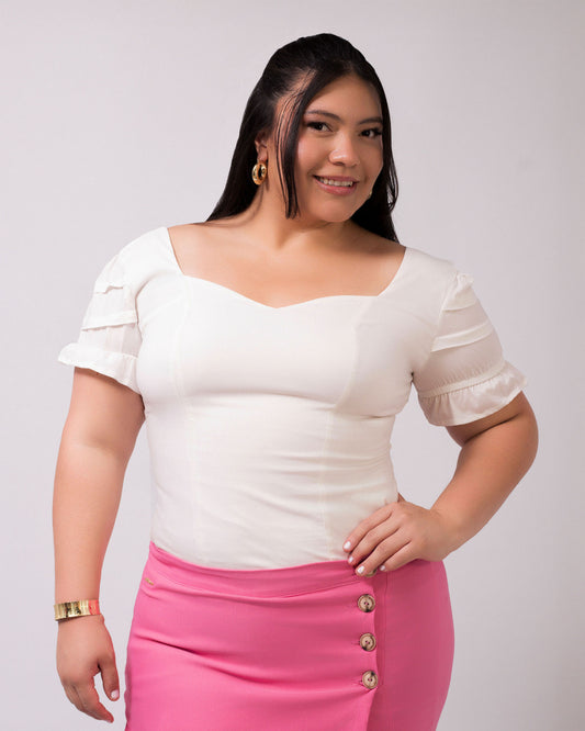 Blusa larga -  Blusa plus - Blusa corte cuadrado - Outfit casual - Blusa talla grande - Blusa versátil 