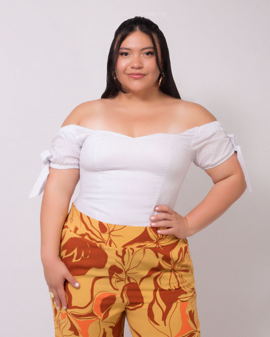 Blusa larga -  Blusa plus - Blusa strapless - mangas cortas - Outfit casual - Blusa talla grande - Blusa versátil