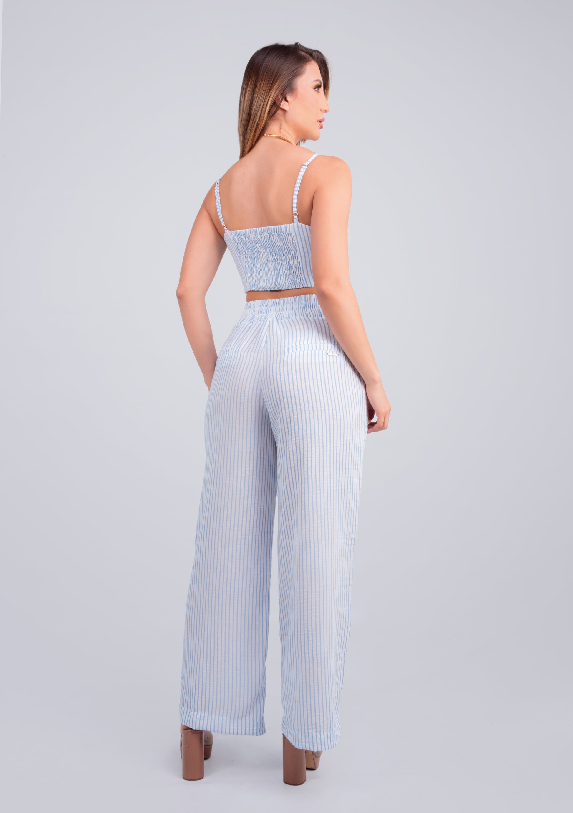 conjunto pantalón - set casual - conjunto casual - conjunto formal - Outfit de trabajo - Conjunto para eventos - Conjunto de rayas