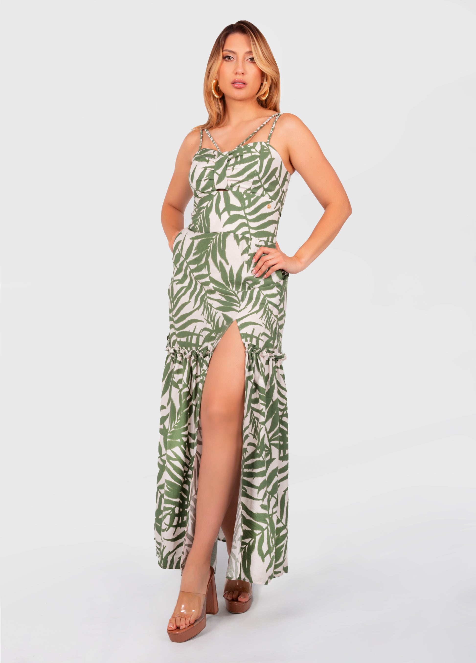 Vestido formal - Ropa para playa - Vestido ligero - Vestidos con abertura - Vestido con tiras trenzadas - Ropa de verano 