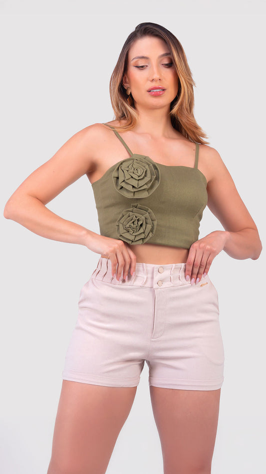 BLUSA CORTA AMARILIS UNICOLOR